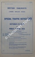 Special Traffic Notice - W2 - Saturday, 24 April to Friday, 30 April, 1976 by British Railways London Midland Region
